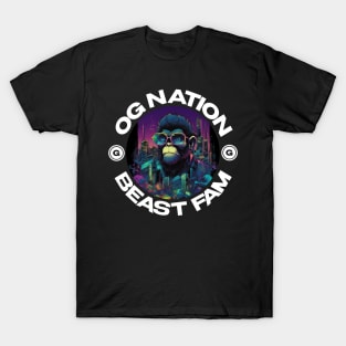 OG Nation Beast Fam Monkey | Urban Streetwear Animals T-Shirt